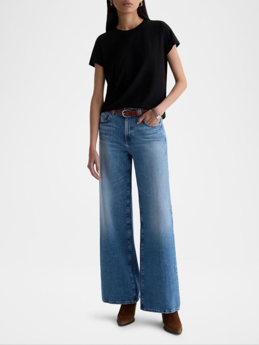 AG Saige Mid Rise Wide Leg Jeans American Wash Size 29